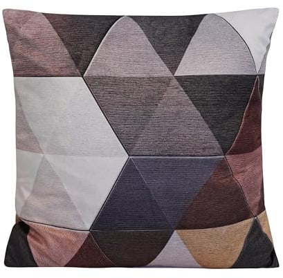 Quantum Interior by Maxland Buntes Dekokissen, weicher Samt Bezug, Sofakissen mit Füllung, farbenfroher Druck, Zierkissen ca. 45x45 cm (Große Dreiecke - Paloma)