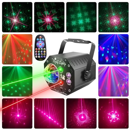 Tomshine Mini 3-in-1 UV Schwarzlicht Partylicht, Musikgesteuert Discolicht mit 72 Mustern & Rotierender RGB Magic Ball, Stroboskop Disco Lichteffekt mit Fernbedienung für Party, Bar, DJ
