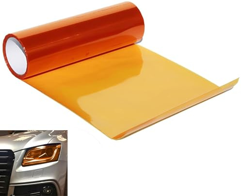 Pellicola protettiva per fari arancione, 30 x 120 cm, in PVC, resistente al calore, autoadesiva, trasparente, per luci posteriori dell'auto, per lampade
