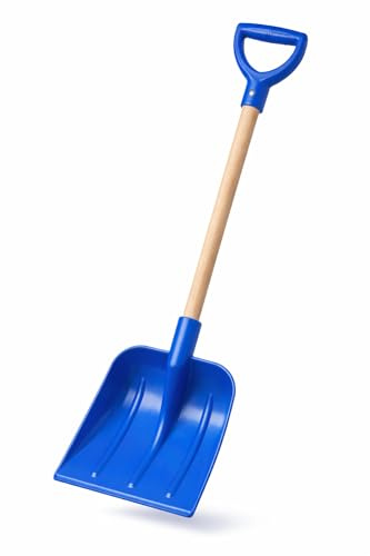 Kinder Schneeschaufel Blau – Leichte Schneeschaufel mit Holzstiel und D-Griff, ideal für Kinder, Größe 940 x 290 mm - Leichter Kunststoff - super für Kinder