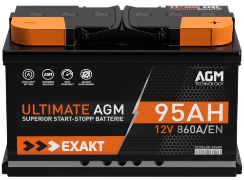 Exakt AGM Batterie 95Ah 12V Start-Stop Autobatterie VRLA ersetzt 80Ah
