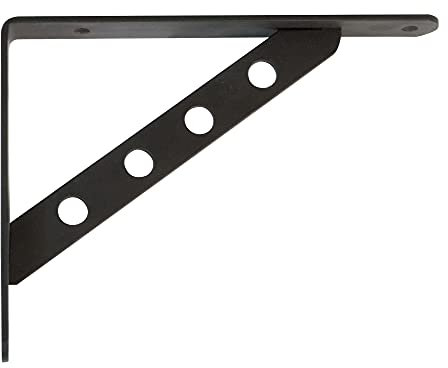 Amig - Staffa per mensole a muro | Supporti per Mensole | Reggimensola | Staffe per mensole in Acciaio | Colore: Nero | Dimensioni: 250 x 195 | Peso max: 330 kg