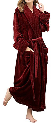 Ultra Femme Robe de Chambre en Tissu Texturé avec Poches Rouge M EU 34-36