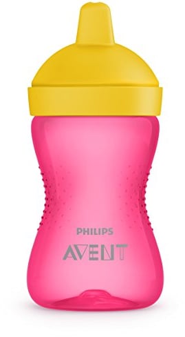 Philips AVENT SCF80404 Verre d'apprentissage avec bec verseur avec paille 300 ml – Gobelets d'apprentissage avec bec verseur (verre avec paille pour fille, couvercle avec écrou, Indonésie, 300 ml, 1