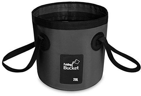Seau pliable de 20 litres - Pour le camping, le jardinage, l'extérieur, la pêche, le lavabo, réservoir d'eau, 20 litres (noir)