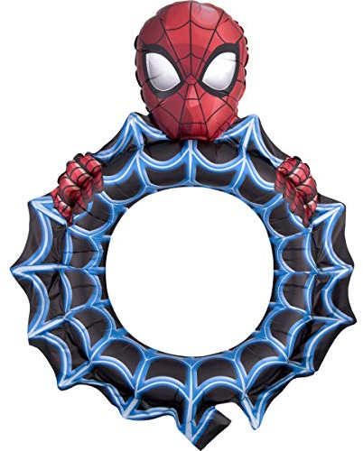 Amscan 3819301 - Folienballon Selfie Frame Spider-Man, Rund, Größe 68 x 81 cm, Heliumballon