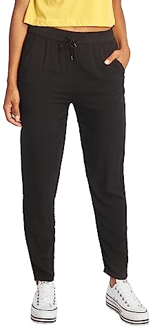 Sublevel Damen Stoff-Hose mit Bindegürtel aus Viskose Black S