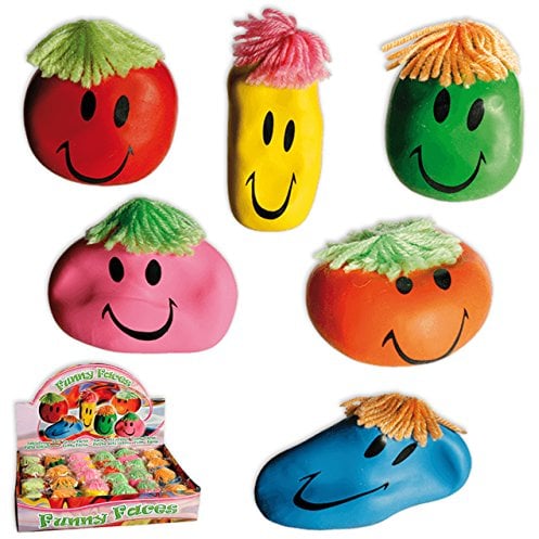 Cepewa Antistress Ball Quetschball Knautschball Lachgesicht Knetball Funny Face Haare Bunt