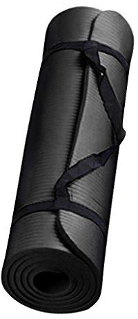 Yogamatte Gymnastikmatte 60 x 25 x 1.5cm, Hautfreundliche Fitnessmatte Yogamatte Anti-Rutsch Sports Fitness Mat Yoga-Matte Mit Trageriemen, sehr empfehlenswert für Anfänger! (Schwarz)