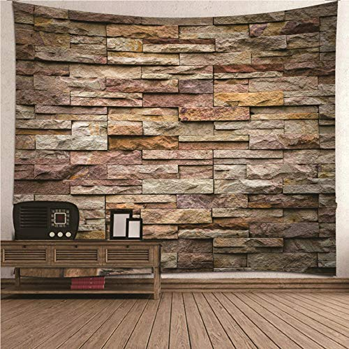 Kihomedy Großer Wandteppich, Steinwand Braun Wandteppich Deko Tuch Wandtuch Wandbehang 210X140CM