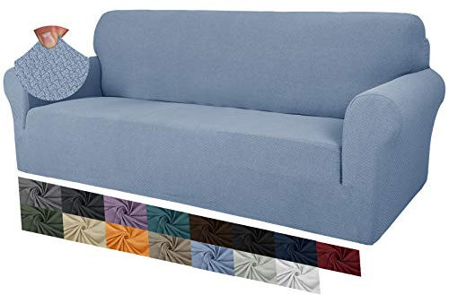 MAXIJIN Creative Jacquard Extra große Couchbezüge für 3- oder 4-Sitzer, super Dehnbare rutschfeste Sofabezug für Hunde Haustierfreundlicher Sofabezug Slipcover Möbelschutz (4 Sitzer, Hellblau)