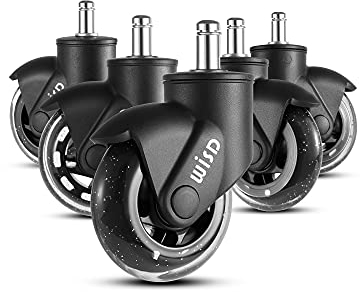WISD Rotelle per Sedie Ufficio, Universale Standard 11mm x 22mm (7/16 X 7/8), Set di 5, Silenzioso Liscio Adatto a Pavimenti in Legno Tappeti, Supportando Fino a 175kg