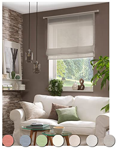 Neutex for you! ALLURE Raffrollo, Vorhang, Gardine, 140 x 140 cm (H/B), 465949, Made in Germany, Oeko-Tex Standard 100, Cappuccino, Transparent