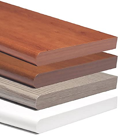 Lot de 5 étagères en bois avec bord arrondi 80 x 20 x 1,8 cm - noyer (F.Ø10)