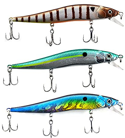 ODS Minnow Wobbler Angelköder Kit 4.7 schwimmendes Fischköder Lockmittel zum Fangen auf Hecht Zander Raubfisch (kit 1)