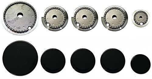 Electrolux Rex Aeg Zanussi Kit 5 bruciatori spartifiamma + 5 piattelli smaltati neri - 1 grandi - 3 medi - 1 piccolo per cucina piano cottura 5 fuochi - KIT44050/C