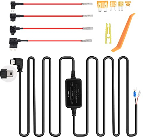 Dash Cam Hardwire Kit Mini USB Charger Power Cable 12V Compatible With iiwey S2 S1 DC01 N1, VIOFO A129 Plus Duo, PRO, IR, A119V3, ORSKEY S680 S800 S900, Rexing, 70mai, Kingslim, Pathinglek