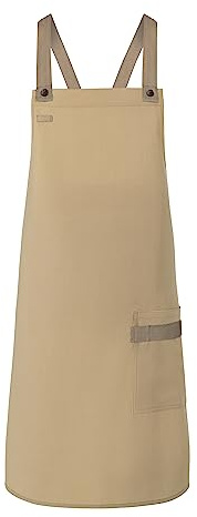 Karlowsky LS 38 PASSION Latzschürze URBAN-LOOK mit Kreuzbändern und Tasche, 65% Polyester/35% Baumwolle, Einheitsgröße, 85cm Länge, 70cm Breite, Kieselgrau