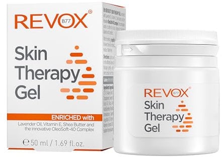REVOX B77 - Gel Thérapeutique Pour La Peau, 50 ml, Huile-Gel Hydratante Corps, Nourrit et Adoucit Peau, Beurre de Karité, Vitamine E et Huile de Lavande, Soulage Sécheresse, Rétablit Équilibre Naturel