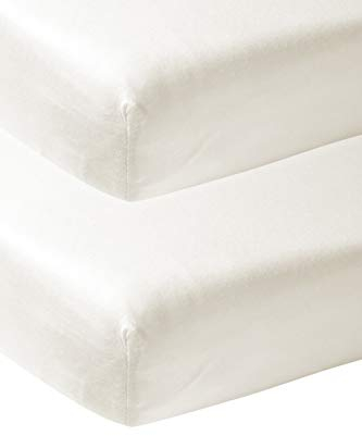 Meyco Baby Spannbettlaken für Beistellbett - 2er Pack - 50x90cm - Jersey Spannbetttuch - 100 % Baumwolle - Oeko Tex zertifiziert - Rundum-Gummizug, atmungsaktiv - Uni - Cremeweiß