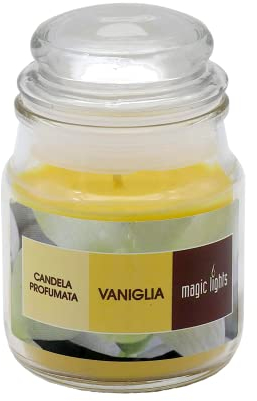 Magic Lights – Vela porfumada de cristal, vela en tarro, aroma agradable, vela en tarro – duración de hasta 20 horas (vainilla)