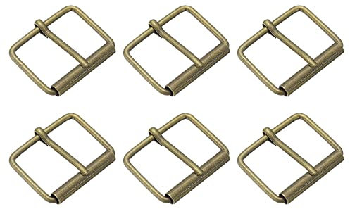 sourcing map 6 Stück Rollschnallen 35x25mm(1.38x0.98) 3mm dick, Mehrzweck-Metall, verstellbare Gürtelschnalle für Taschen, Riemen, Hand DIY, Bronze Farbton