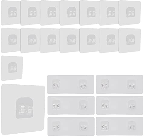 WYAN Adesivo Forte per Mensole Doccia-22 pezzi ganci adesivi di ricambio,Mensola per Doccia Angolare,per Cucina Bagno Portasapone Ripiano Cestino(6pcs 6 * 15cm,16pcs 7 * 7cm)