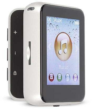 Musik-MP3-MP4-Player, 1,8-Zoll-Touchscreen-Bluetooth 5.0-MP3-Musikplayer mit 8 GB Speicher, HiFi-MP3-Player mit Lautsprecher und UKW-Radio (Silber)