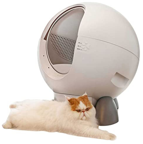 HLGKBY Self Cleaning Cat Litter Tray, Cat Litter Box, Odor Removal Smart Automatic Cat Toilet for Multiple Cats, Built-in camera, Intelligent identification of multiple cats 60L Extra-Large Capacity