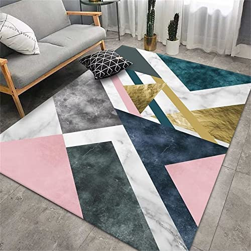 Kunsen Teppich Schlafzimmer Teppich schreibtischstuhl Rosa grün grau geometrisches Design Flur Laufteppich rutschfest Home deko 40X60CM