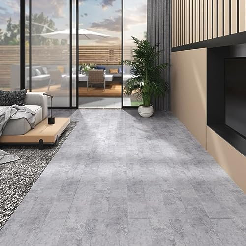 CIADAZ PVC Laminat Dielen, PVC Bodenbelag, Bodenfliesen, Boden Folie, Laminat Boden, 5,26 m² 2 mm Zementgrau