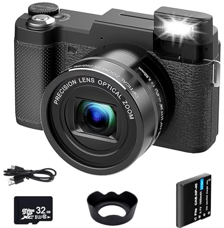 Fine Life Pro Spiegelreflexkamera 4k, kompaktkamera mit 5 Fach optischer Zoom and 8 Fach digital Zoom(CMOS-Sensor 12-48MP, Full-HD, Autofokus, DIGIC 4+ Bildprozessor, Display)