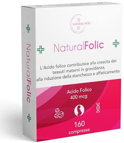 Acido Folico 400 mcg NaturalFolic® |160 compresse | oltre 5 mesi di fornitura | Senza lattosio e Senza Glutine | Gravidanza e Fertilità