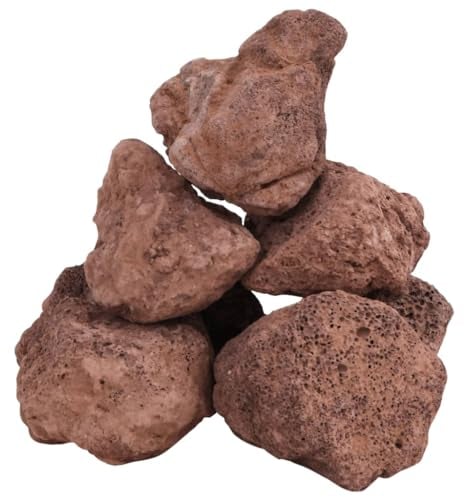 vidaXL Red Volcanic Lava Rocks 10-30 cm - Decorative Stones for Aquarium and Garden Landscape, Natural Bio-filter Stones, 10 kg pack