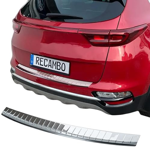 RECAMBO Ladekantenschutz Edelstahl kompatibel für Kia Sportage | QL | ab BJ 07/2018 - Hochglanz poliert, Chrom Look - Styling und Schutz für die Stoßstange