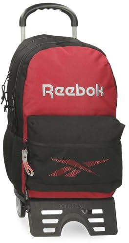 Reebok Portland Schulrucksack mit Trolley, Schwarz, 31 x 44 x 15 cm, Polyester, 20,46 l, Schwarz, Schulrucksack mit Trolley