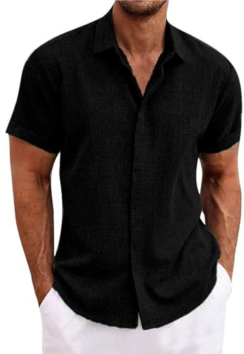 Chemise éTé Homme Chemise Lin Rose Homme Chemise Blanche RayéE Bleu Homme Chemise sans Bouton Homme Chemise Homme Vichy Bleu Chemises Homme en Lin Chemise Manche Courte Rouge Tee Shirt Manche Courte