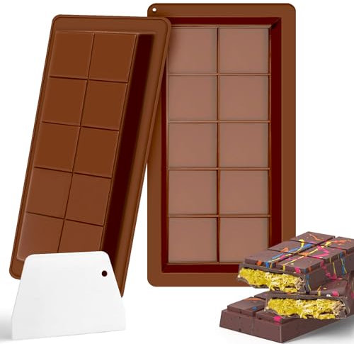 2 Piezas Moldes De Silicona Para Chocolat,Moldes Silicona,Molde de Chocolate Con Espátula,Molde Tableta Chocolate, Moldes de Silicona Para DIY Barra De Chocolate,Dulces,Cubitos Hielo,Gofres