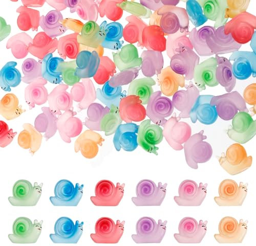 Deuson 100pcs Luminöses Harz Schnecken Miniaturen Mini Harzschnecken leuchten in der dunklen Schnecke Figur Mini Harz Schnecken Figuren Leuchtende Miniaturschneckenfiguren Dekorative Schneckenschmuck