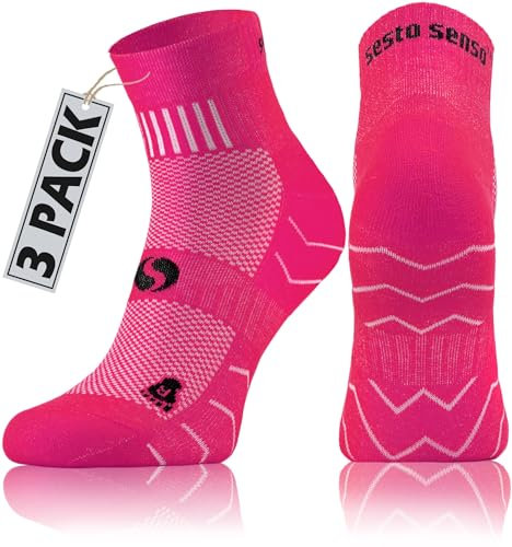 sesto senso Chaussettes Sport Colorées en Coton Femme Homme Lot de 3 Paires 47-50 Rose