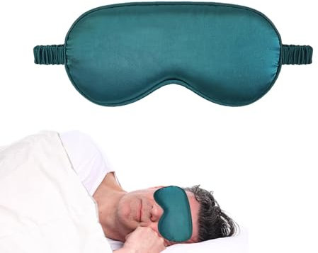 Generic Schlaf-Augenabdeckung – 20,5 x 9,5 cm, Kunstseide, Atmungsaktiv, Ergonimisch, Weich, Türkis, Pull-, Schlafmaske, Augenschatten, Reisen, Entspannung