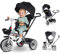 Vinteky Dreirad 6in1 Kinderdreirad mit Schubstange Lenksystem, drehbarer Komfortsitz, Kinder Dreirad mit Elterngriff, Sonnendach, Gummiräder, Jogger vorwärts und Rückwärtsfahrt, Buggy Fahrrad