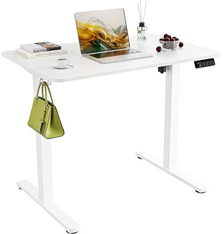 ERGOMAKER Höhenverstellbarer Schreibtisch 90x60cm,Schreibtisch Höhenverstellbar Elektrisch mit Memory-Funktion,Ergonomischer Tisch Höhenverstellbar,Weiße