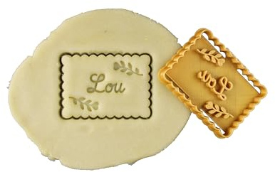 3DKOUPE - Ausstechform Petit Beurre - Motiv Blätter - Personalisiert mit Text - Typo und Farbe wählbar