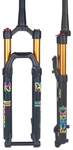 KLYso 120mm Federweg Rückprall Einstellbar Steckachse Vorderradgabel Downhill Konisches Rohr Mit Lockout MTB Bike Luftfedergabel(Colorful,27.5'')