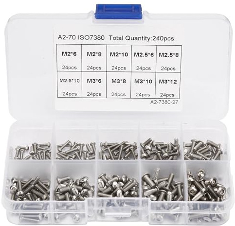 Kikumi M3x6 Fhcs Stainless Steel Turntable Cartridge Screws 13×7×3, 240 Pcs M2 * 6 M2 * 8 M2 * 10 M3 * 6 M3 * 8 M3 * 10 M3 * 12 M2.5 * 6 M2.5 * 8 M2.5 5 * 10 Socket
