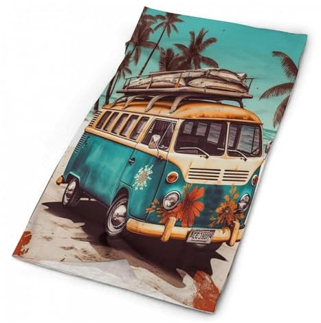 Kopfbedeckung, alter Bus mit Surfbrett, magischer Schal, Stirnband, Bandana, Gesichtsschal, Maske, Halswärmer, Halstuch, für Outdoor, Sport, Wandern, Radfahren, Angeln, Old Bus mit Surfbrett,