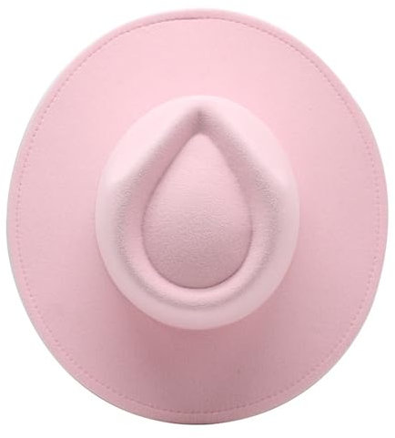 Einfarbiger Wollhut, konkaver Jazzhut, britischer Zylinder, Filzhut mit großer Krempe(Rosa)