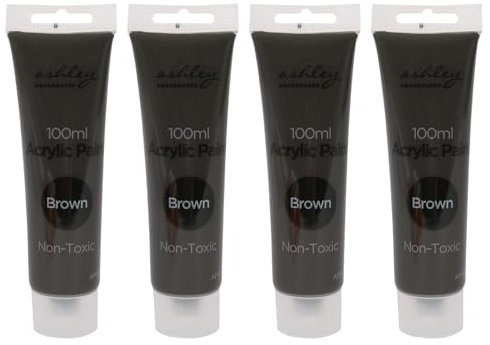 4x Acrylic Paints - 100ml - Brown - Professional Artist Art Craft Painting Supplies for Canvas Wood Glass Fabric Paper Clay Ceramic - By Ashley
