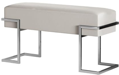 BETTSO - Sitzbank Flur - Bank mit Metall Gestell - 80x34cm - Polsterbank ohne Lehne, Garderobenbank - Sitzpolsterung aus weichem Samt - Pulverbeschichtet - Sitz Dunkelbeige, Gestell Stahl
